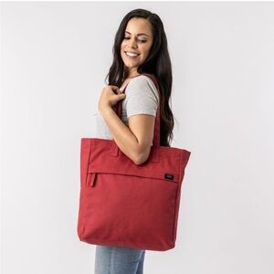 Terra Thread Executive Work Tote Bag in Red Fairtrade Organic Cotton Canvas